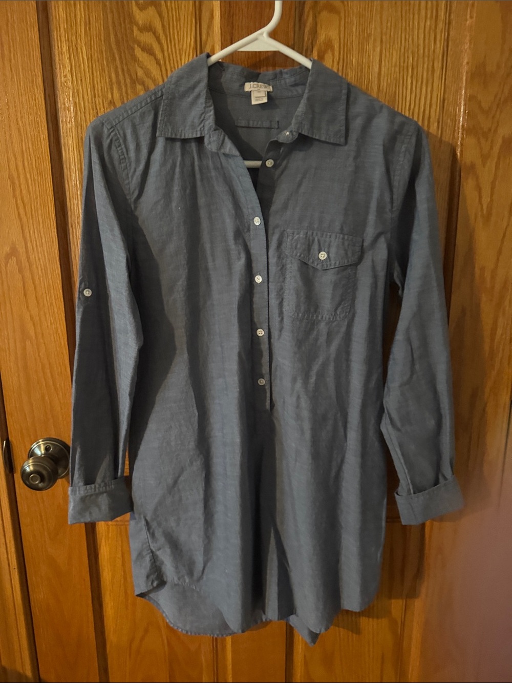 J. Crew Blue Long-Sleeve Button Down Tunic
